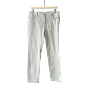 Lands' End Women's Mid Rise Slim Fit Ankle Straight Jeans Denim Beige Size 12